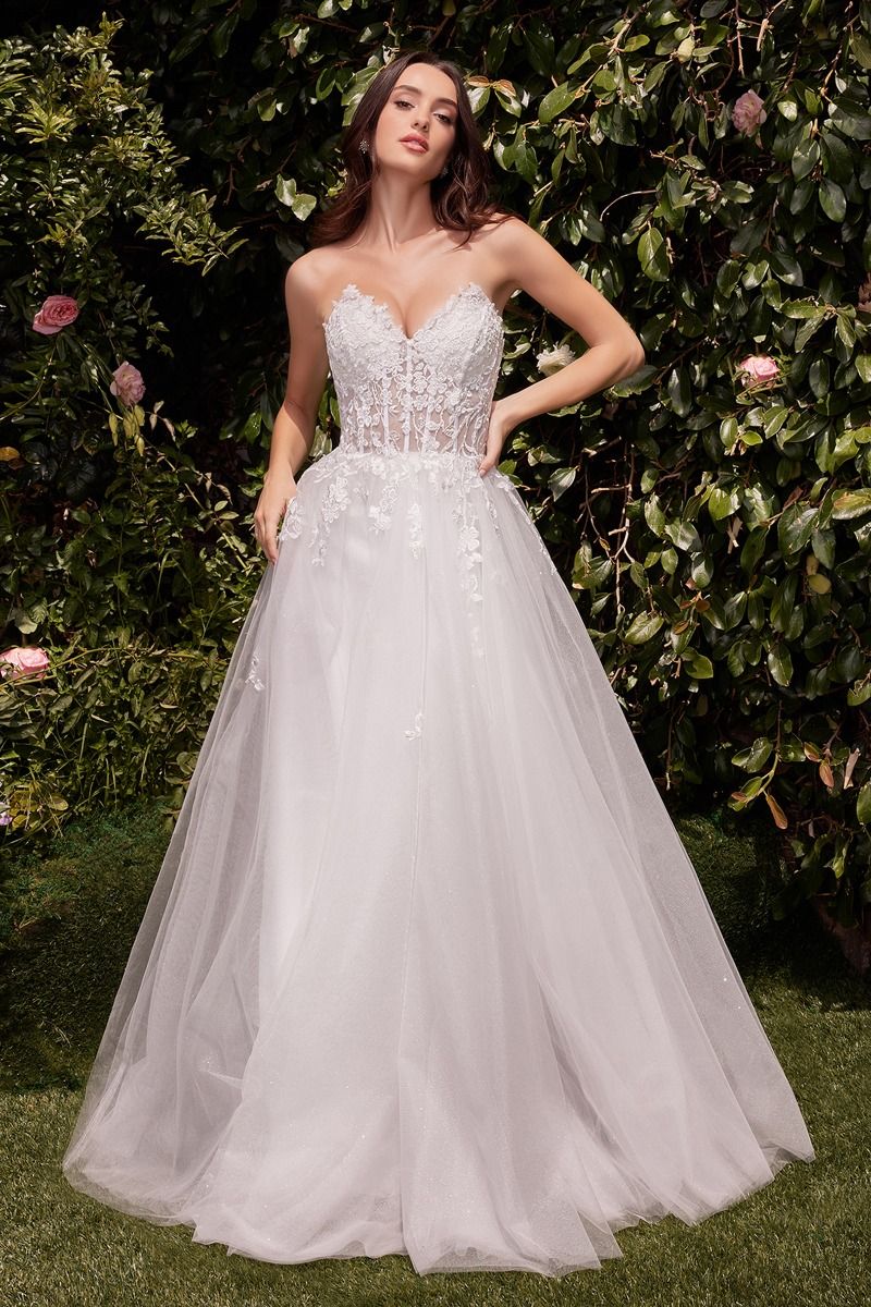 BRYDIE off white bridal gown with lace-appliqued bodice and glitter tulle skirt, wedding dress Brisbane to Gold Coast