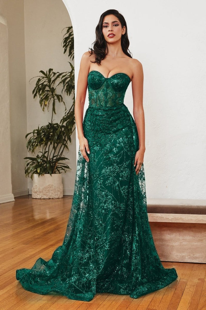 ASTRA Glitter Strapless Corset Overskirt Formal Dress