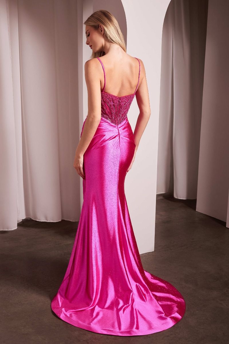 ALLIE Pearl Beaded Satin Fitted Mermaid Prom Dress with thin straps and embellished bodice, elegant silhouette. Brisbane to Gold Coast.
