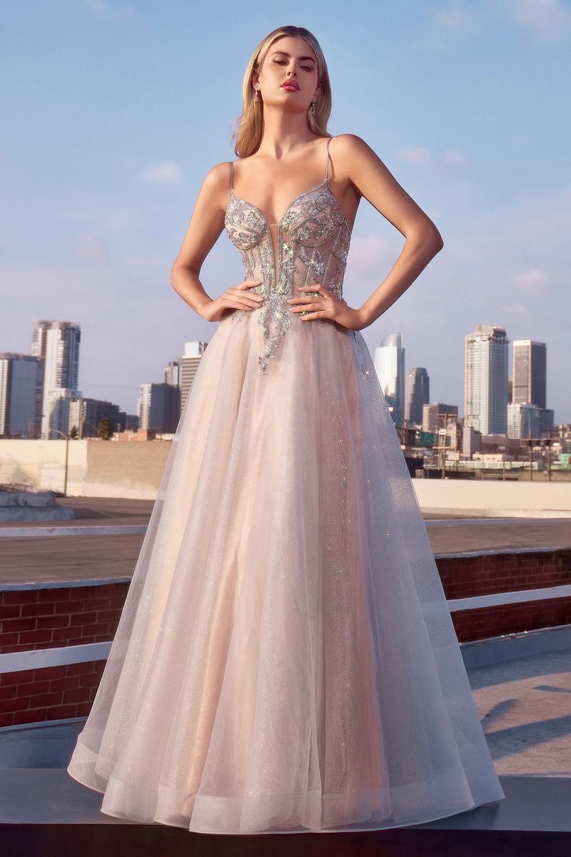 KIARA Embellished Crystal Lace & Tulle Ball Gown Prom Dress in Australia | One Honey Boutique