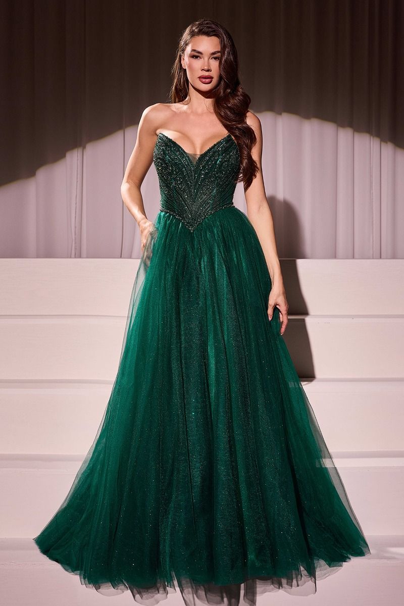 KATORINA Strapless Beaded Bustier Tulle Ball Gown with lace-up back, evening gown, Brisbane to Gold Coast.