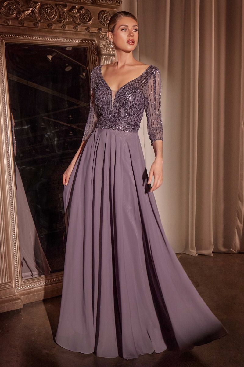 EDNA Embellished Sleeve Mother of Groom Bride A Line Evening Gown in Australia | One Honey Boutique