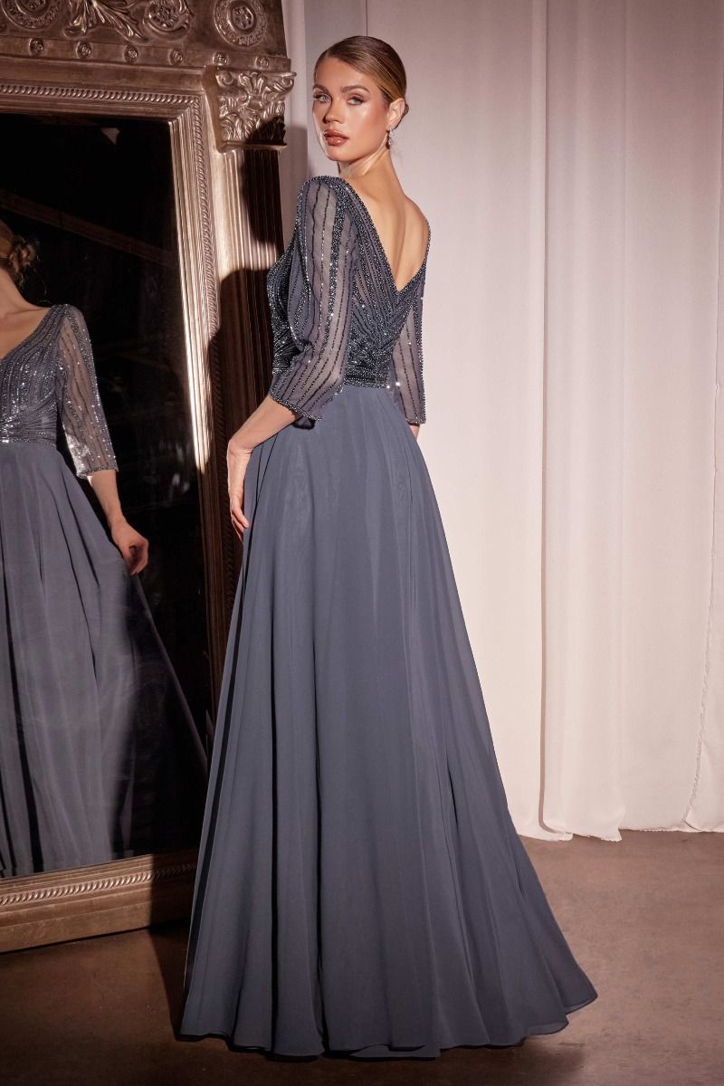 EDNA Embellished Sleeve Mother of Groom Bride A Line Evening Gown in Australia | One Honey Boutique