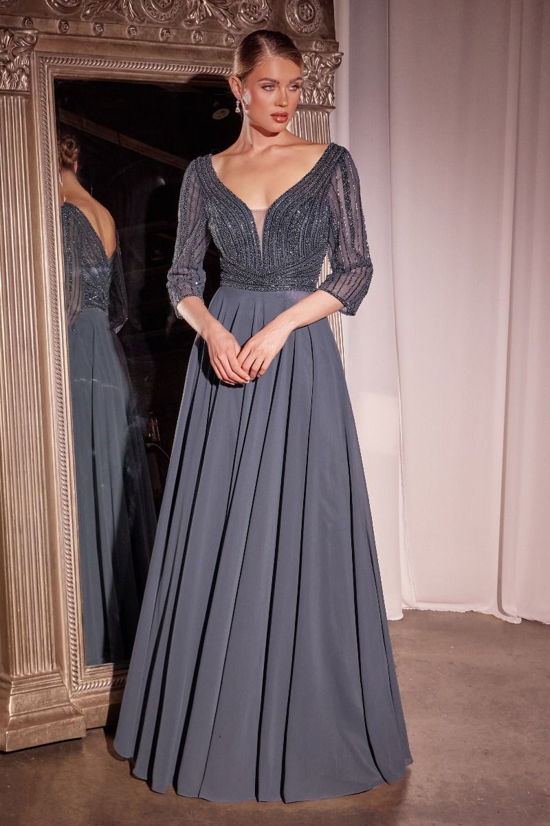 EDNA Embellished Sleeve Mother of Groom Bride A Line Evening Gown