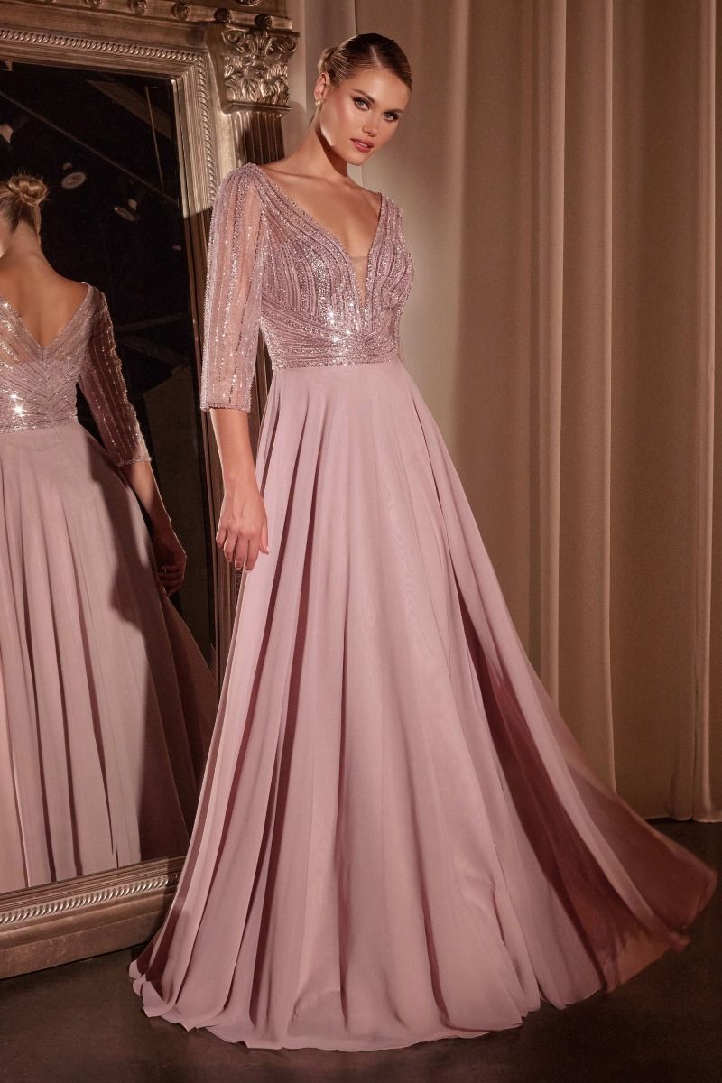 EDNA Embellished Sleeve Mother of Groom Bride A Line Evening Gown in Australia | One Honey Boutique
