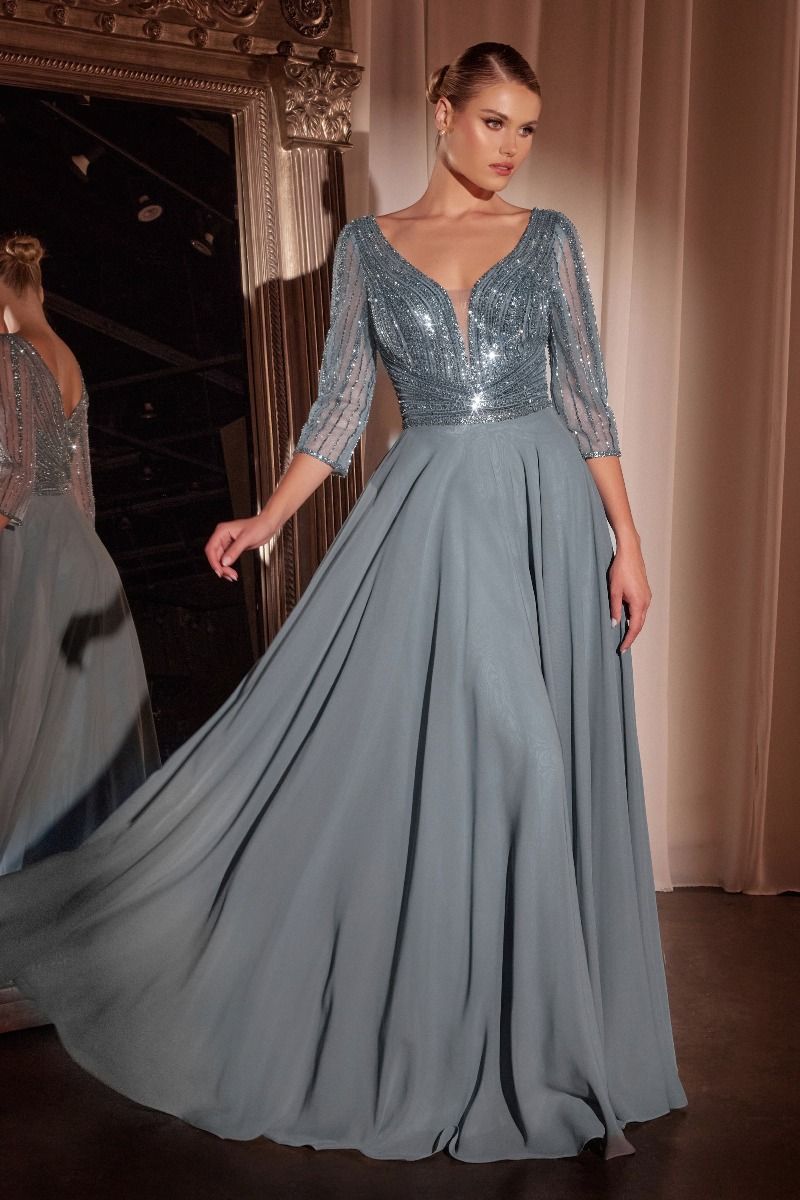 EDNA Embellished Sleeve Mother of Groom Bride A Line Evening Gown in Australia | One Honey Boutique