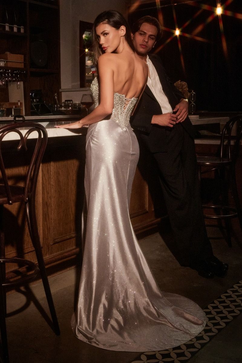 VANJA Strapless Beaded Corset Satin Prom & Formal Dress