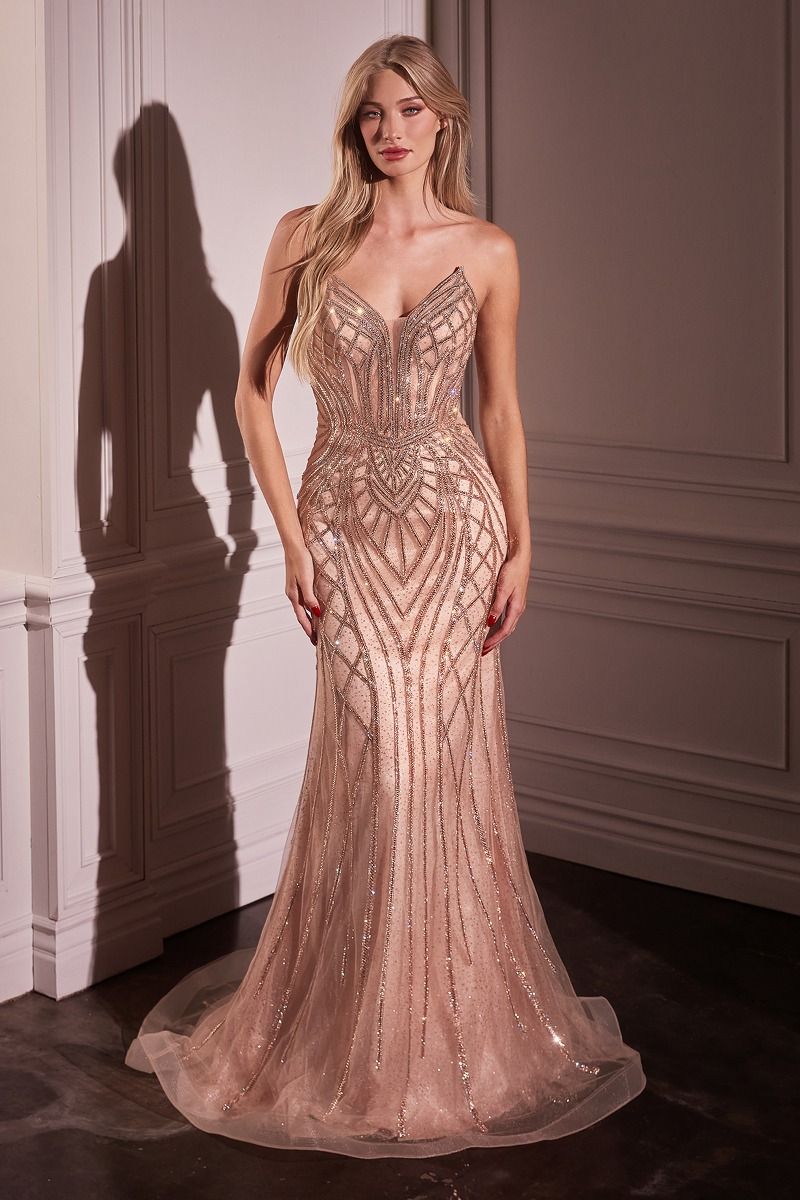 CHASKA Embellished Crystal Feature Mermaid Formal Dress in Australia | One Honey Boutique