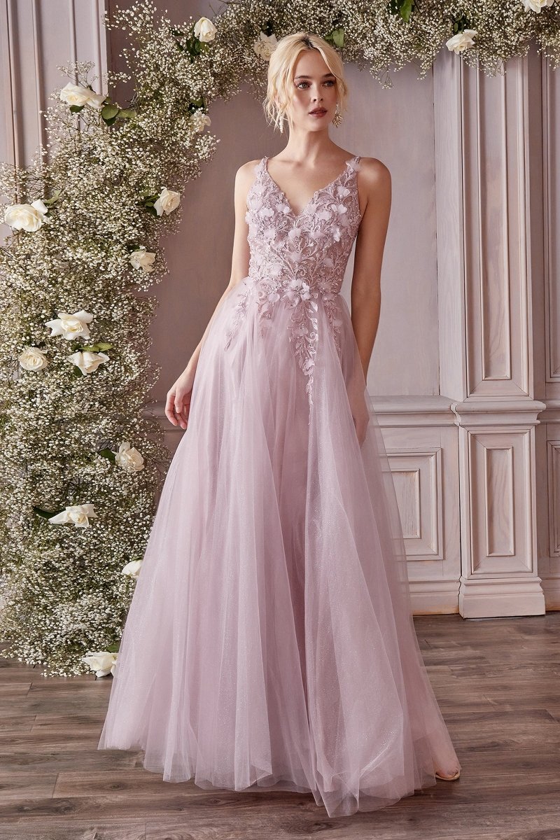 DEMIKA 3D Floral Applique Tulle Formal Gown Dress with beaded lace bodice, pink tulle, Brisbane to Gold Coast, Australia