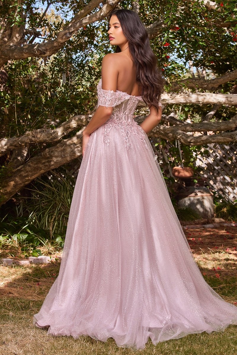 PHOEBE Off the shoulder lace applique bustier evening gown with tulle skirt. Perfect for formal occasions. Brisbane to Gold Coast.