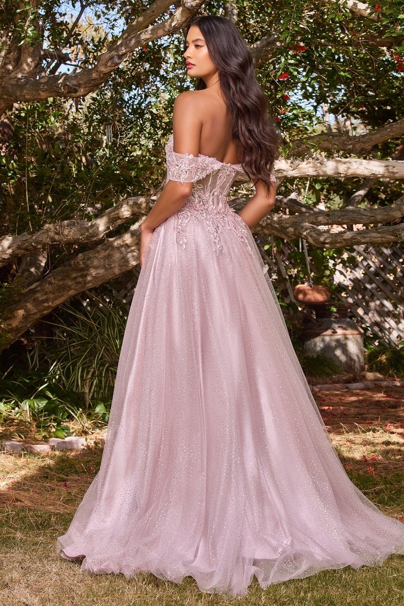 PHOEBE Off the Shoulder Bustier Lace Applique Tulle Formal Dress in Australia | One Honey Boutique