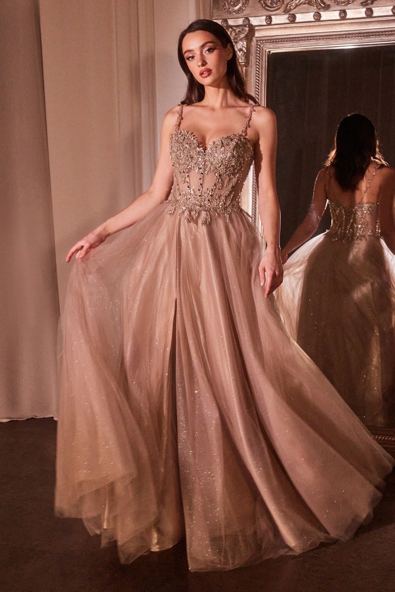 ANA Lace & Tulle A-Line prom dress with lace bodice and glitter tulle skirt, perfect for formal events. Brisbane to Gold Coast, Australia.