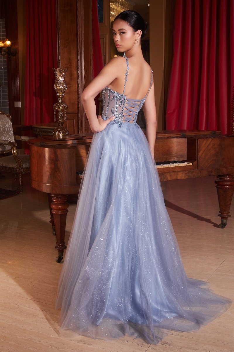 ANA lace bodice prom dress with glitter tulle skirt, elegant fairytale look for formal events. Brisbane to Gold Coast.