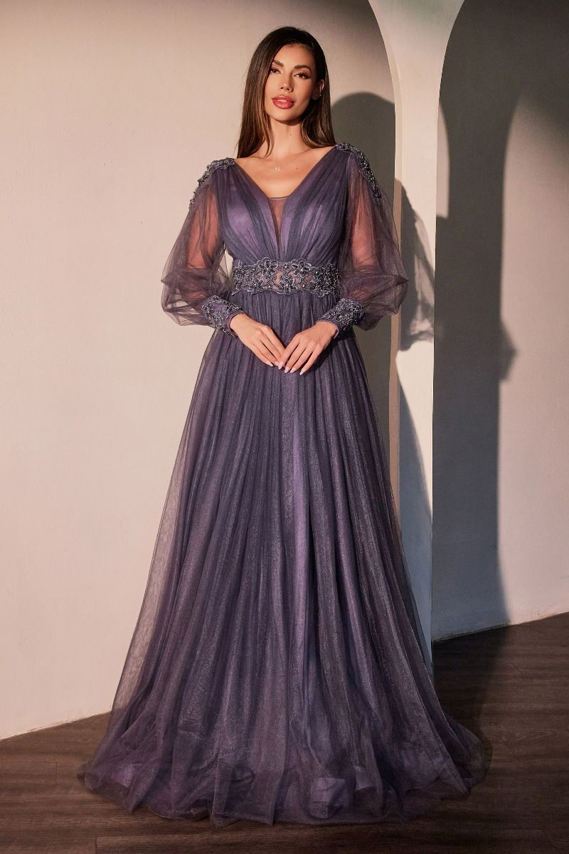 MEREDITH Long Sleeve Mother of Groom Bride A Line Evening Gown in Australia | One Honey Boutique