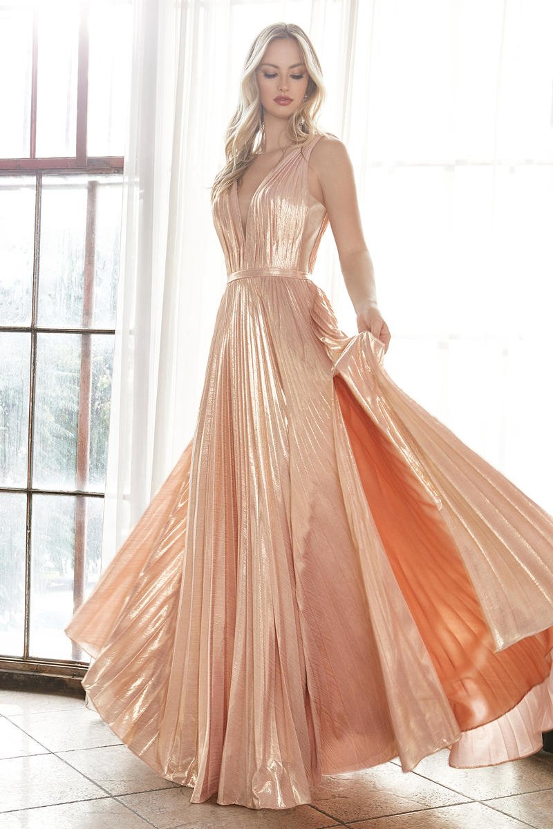 Honey Couture TRACEY Blush Pink Shimmer Pleated Formal Gown Honey Couture TRACEY Blush Pink Shimmer Pleated Formal Gown