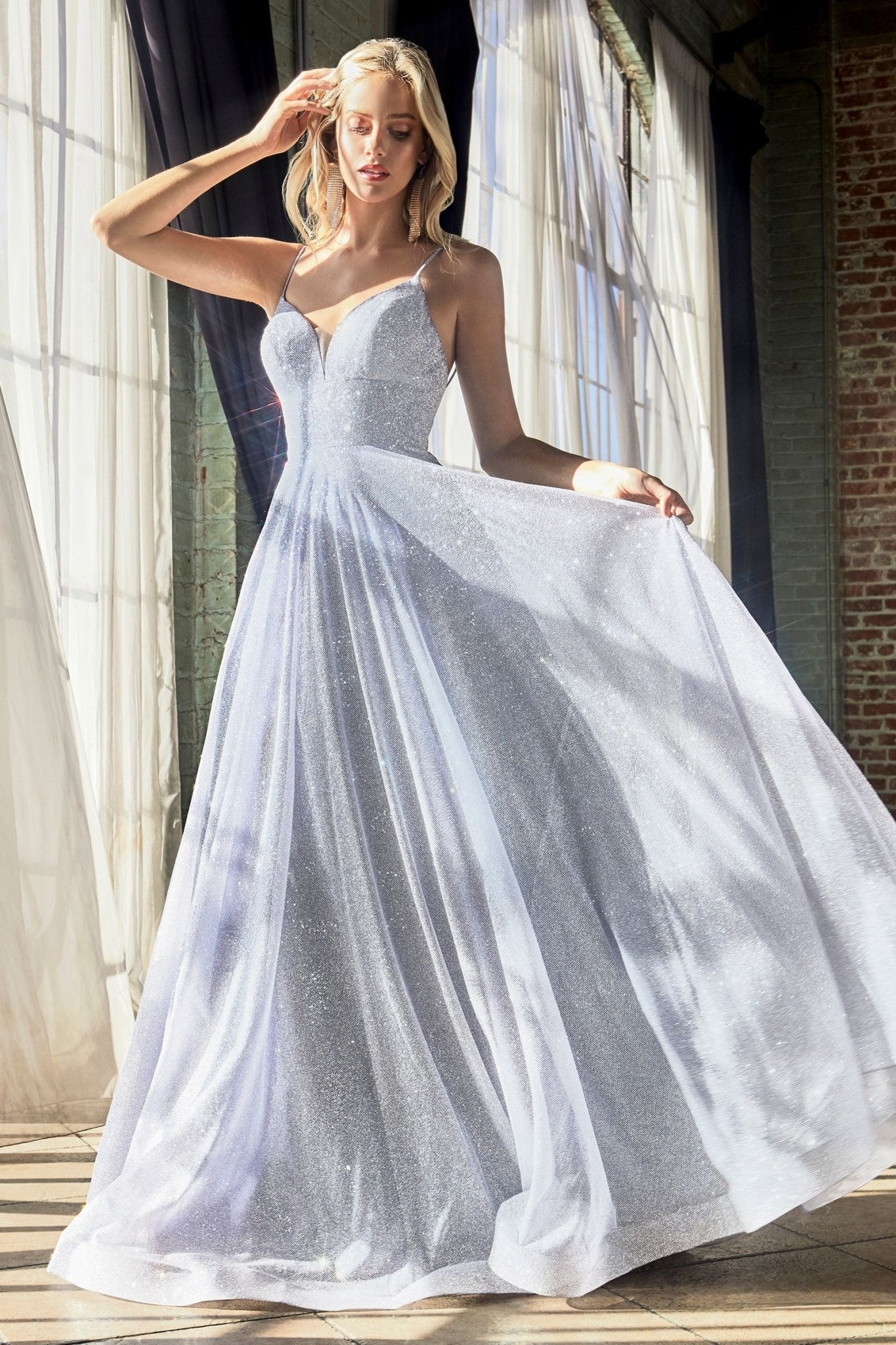 LIVIA Baby Blue Silver Glitter Ball Gown Formal Dress LIVIA Baby Blue Silver Glitter Ball Gown Formal Dress