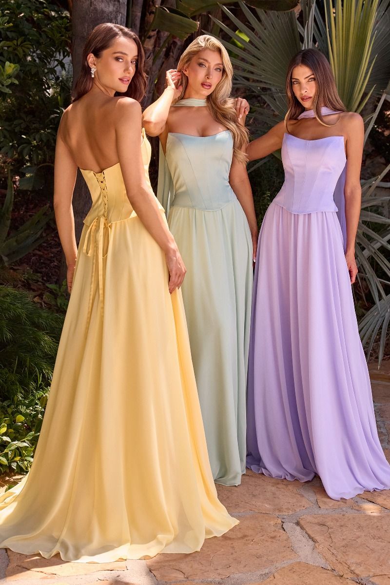 HILDA Strapless Chiffon Corset Prom Bridesmaid & Formal Dress