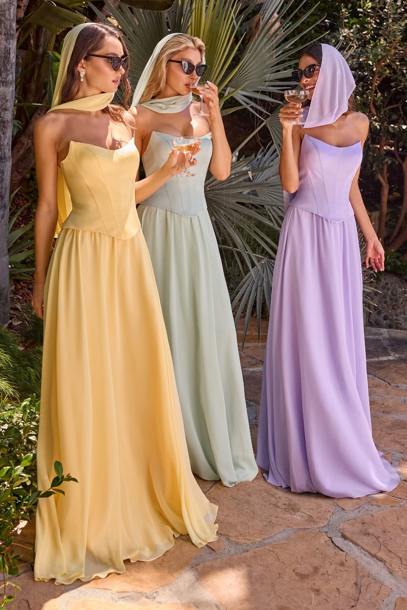 HILDA Strapless Chiffon Corset Prom Bridesmaid & Formal Dress in Australia | One Honey Boutique