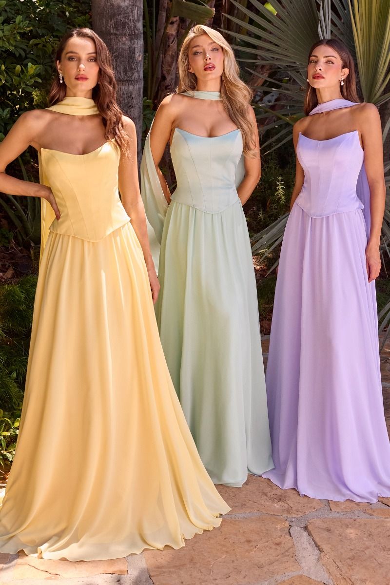 HILDA Strapless Chiffon Corset Prom Bridesmaid & Formal Dress