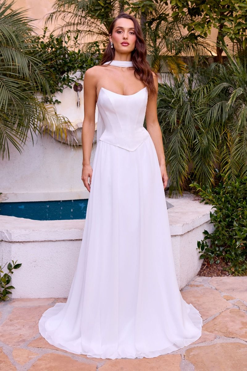 HILDA Off White Strapless Chiffon Affordable Bridal & Debutante Dress in Australia | One Honey Boutique