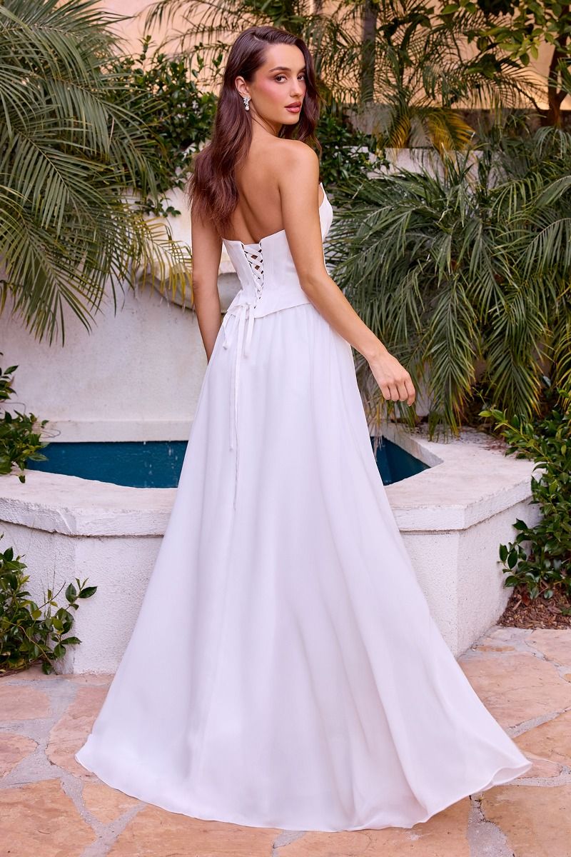HILDA Off White Strapless Chiffon Affordable Bridal & Debutante Dress in Australia | One Honey Boutique