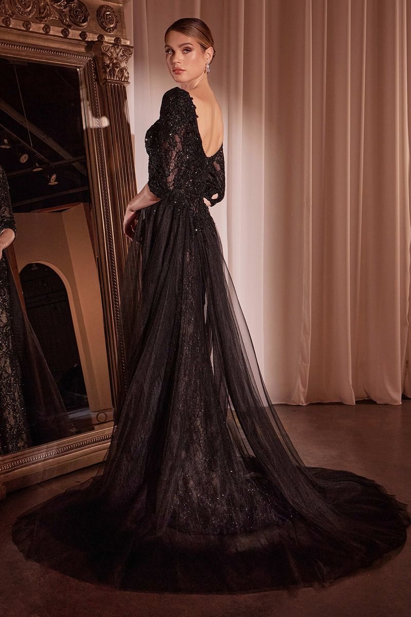 WHITLY Long Sleeve Prom & Formal Evening Dress w Overskirt in Australia | One Honey Boutique