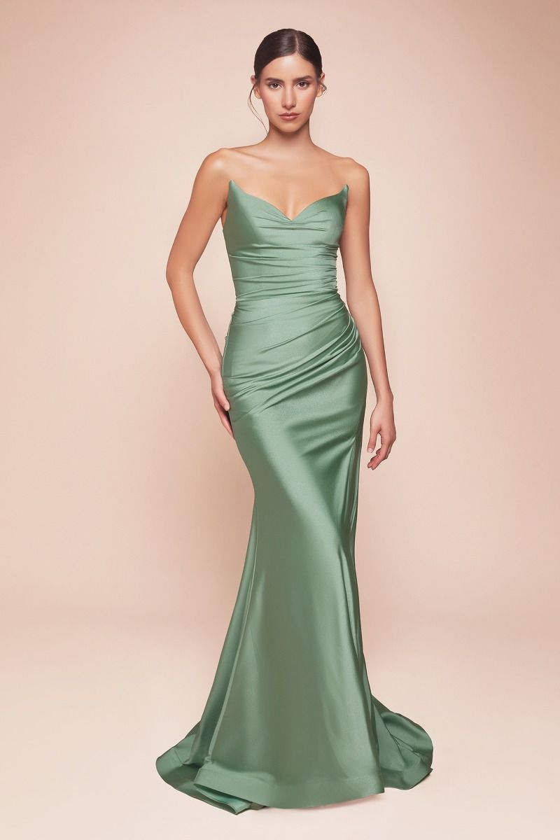 IVA Strapless Stretch Satin Prom & Formal Dress in Australia | One Honey Boutique