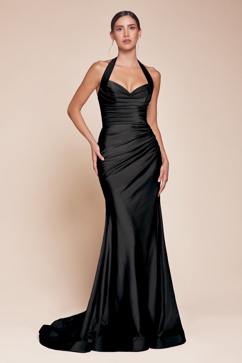 Two Piece Halterneck Crop Top  and Mermaid Skirt Prom Dress 23932 main image 0