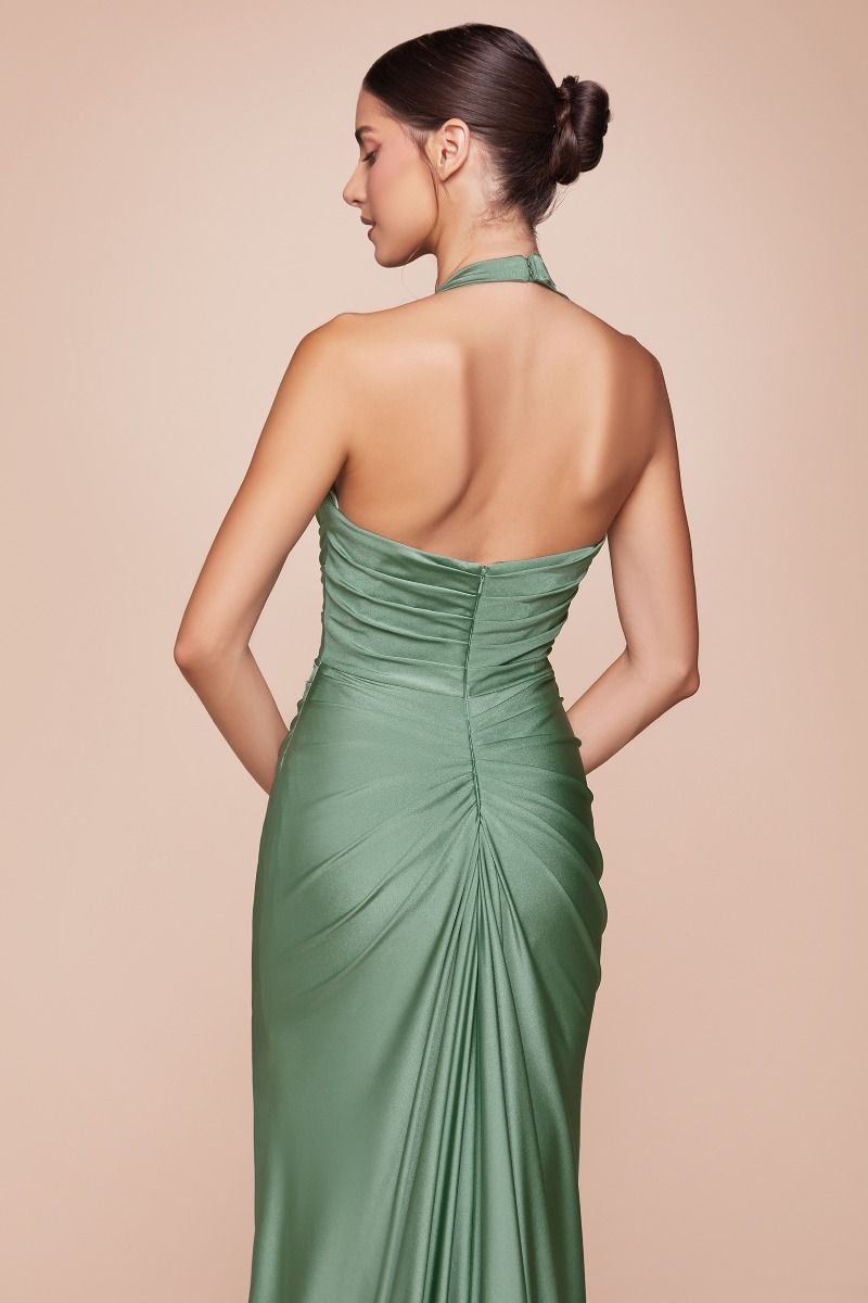 ZORA Halterneck Stretch Satin Mermaid Prom & Formal Dress in Australia | One Honey Boutique