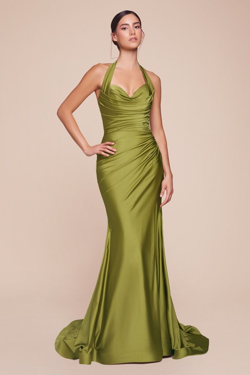 ZORA Halterneck Stretch Satin Mermaid Prom & Formal Dress in Australia | One Honey Boutique