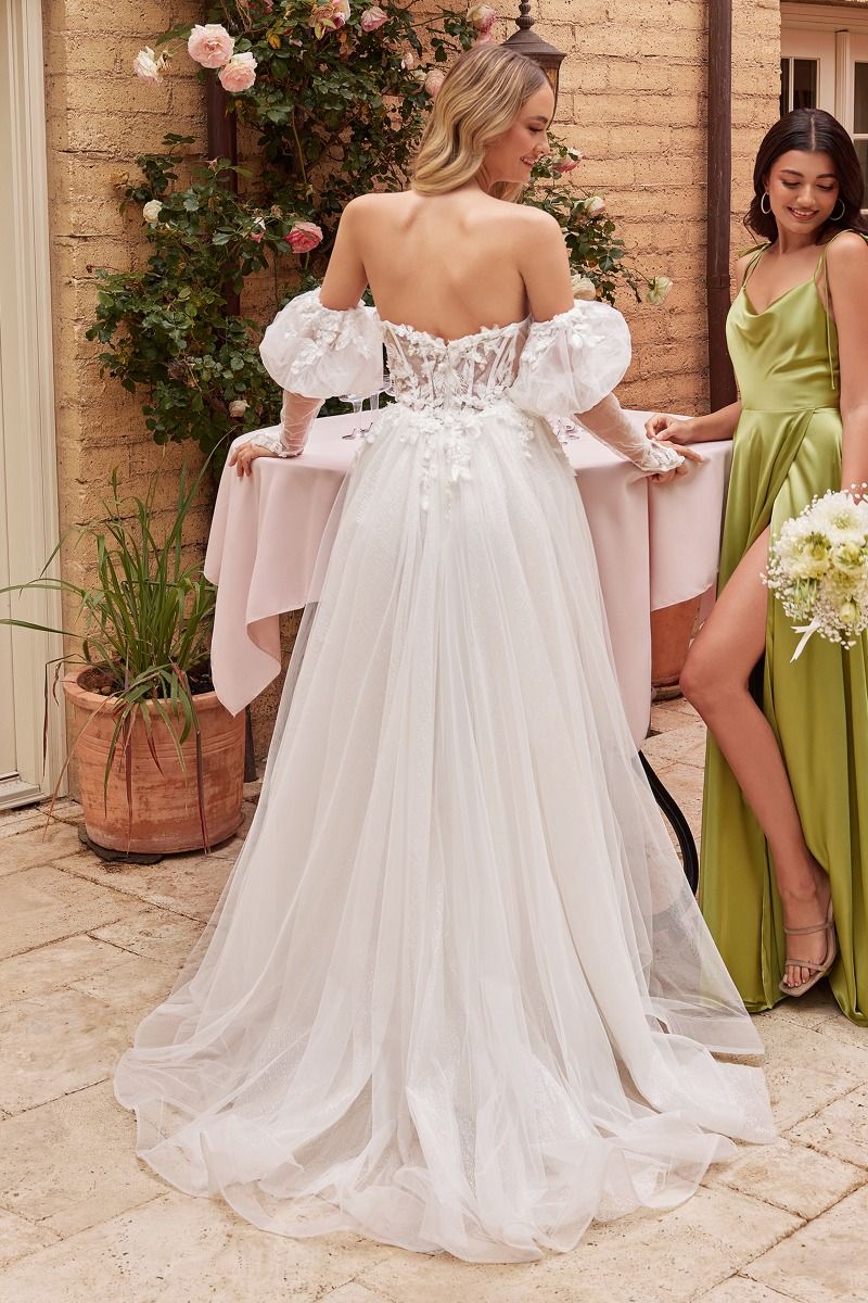 Divinity Bridal ADRIANNA floral applique tulle A-line affordable bridal wedding dress, elegant and romantic gown.