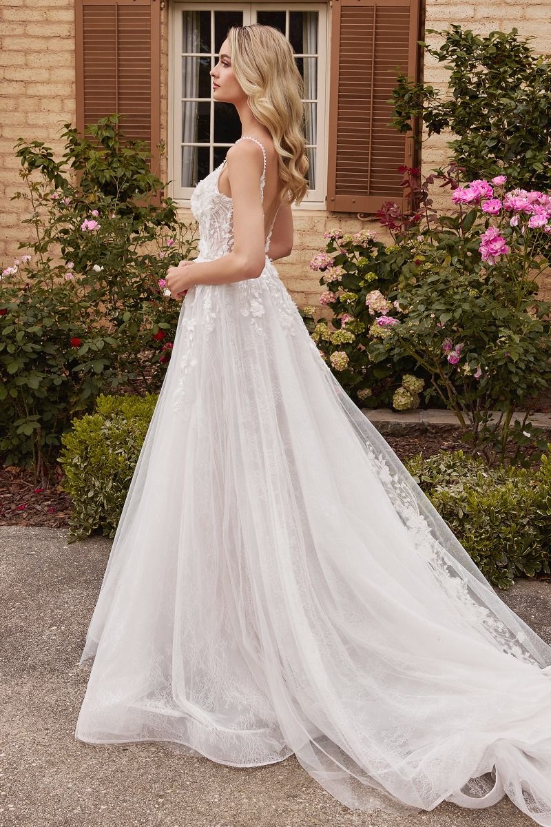 Divinity Bridal SERAPHINA Organza & Tulle A Line Wedding Dress, affordable bridal gown, lace A-line, elegant and romantic design.