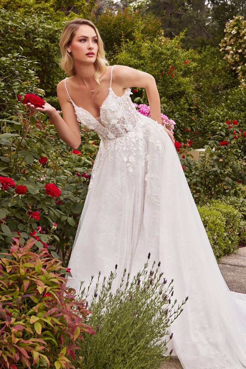 Divinity Bridal SERAPHINA A-line wedding dress in organza and tulle; affordable bridal gown for a magical wedding day.