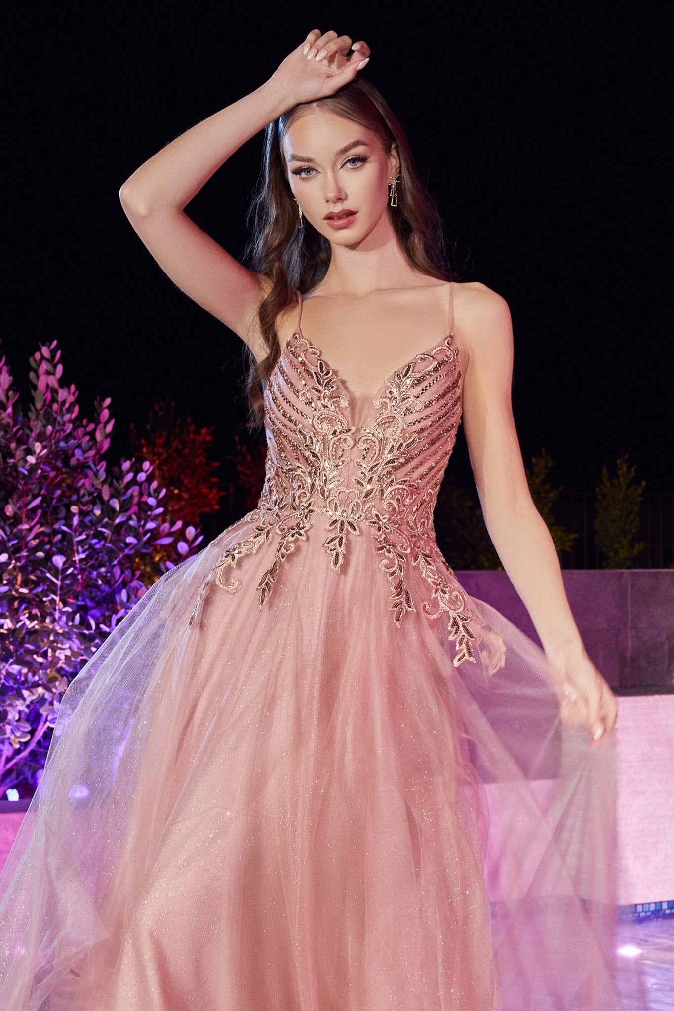 ADELA Tulle Diamante Feature Romantic A Line Formal Dress in Australia | One Honey Boutique