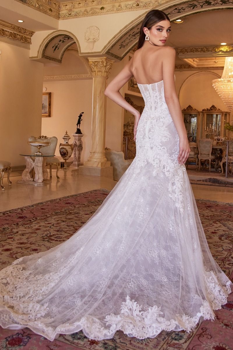 Divinity Bridal DARIA strapless lace applique mermaid wedding dress, affordable bridal gown, elegant corset bustier style