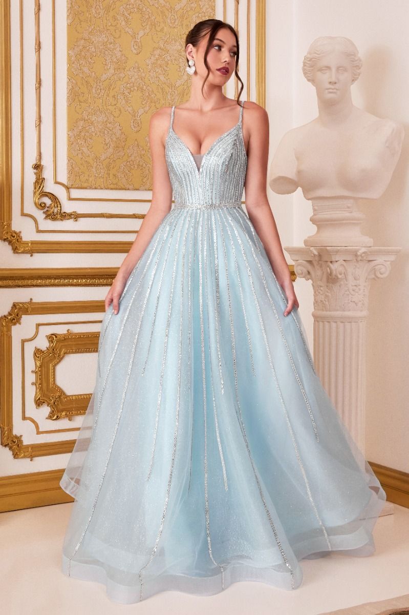 CHARLISE A Line Diamante Sequin Ballgown with beaded bodice and voluminous skirt, formal dress Brisbane to Gold Coast.