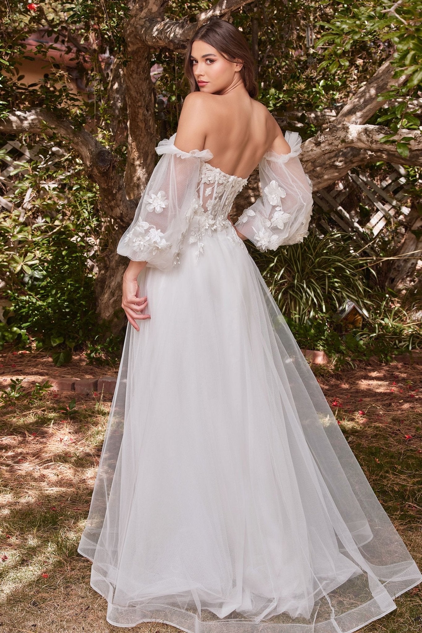 AURORA SERAPHINE Off White Tulle Floral Corset Wedding Gown in Australia | One Honey Boutique