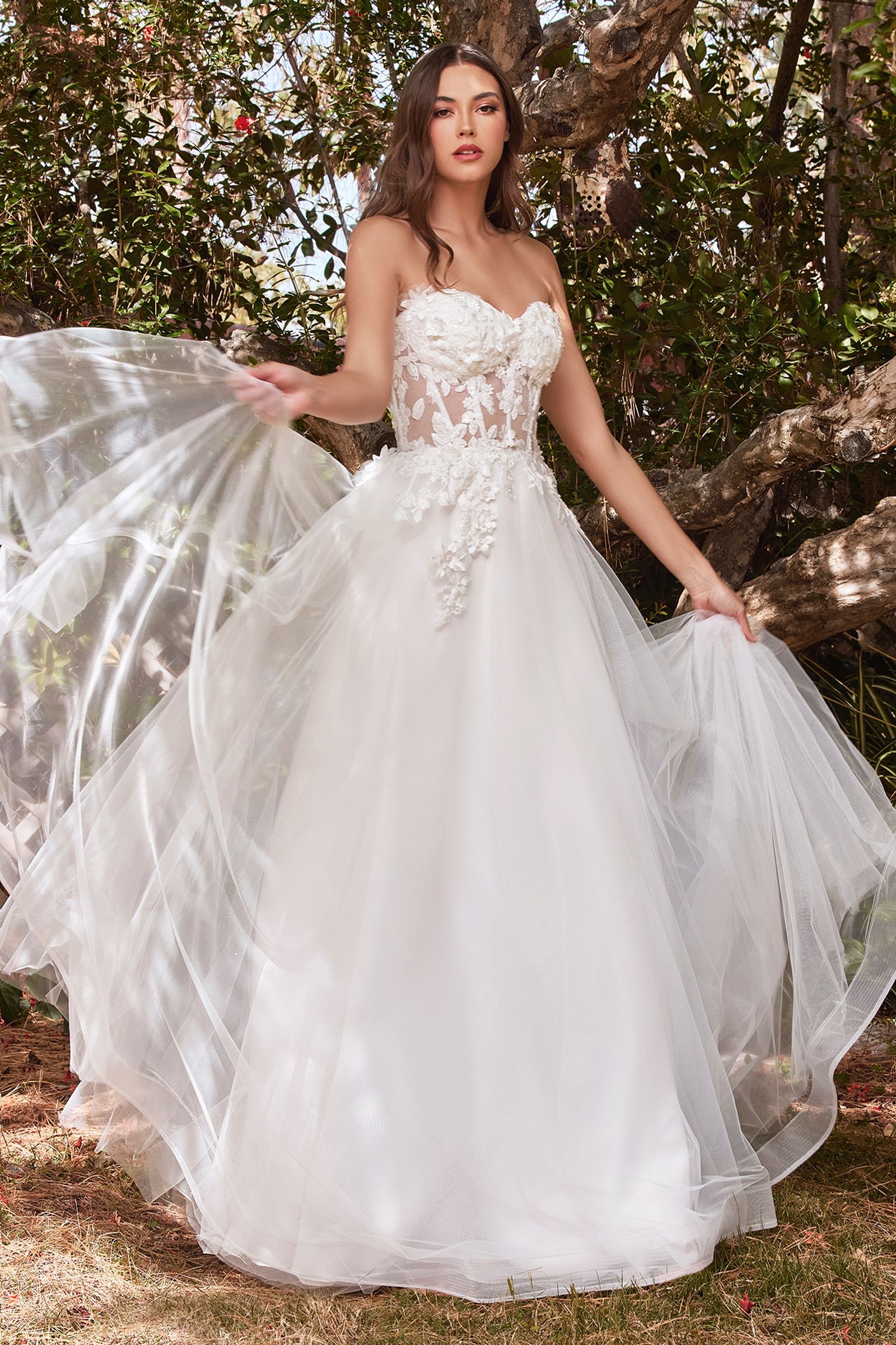 Divinity Bridal AURORA SERAPHINE off white floral corset wedding dress, affordable bridal tulle gown, elegant bridal gown.