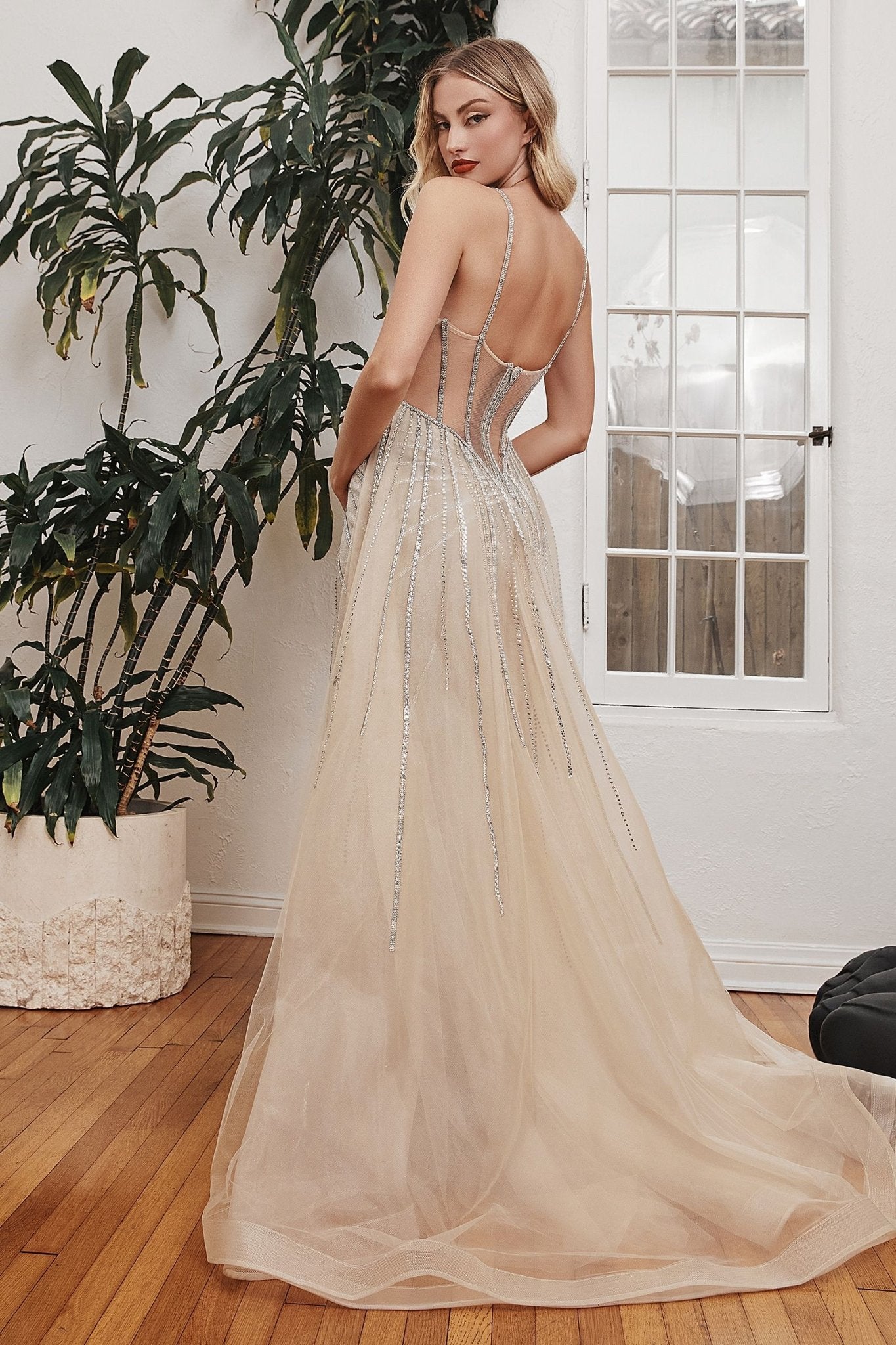 BELLA AMORE Platinum Silver Beaded Overskirt Formal Dress in Australia | One Honey Boutique