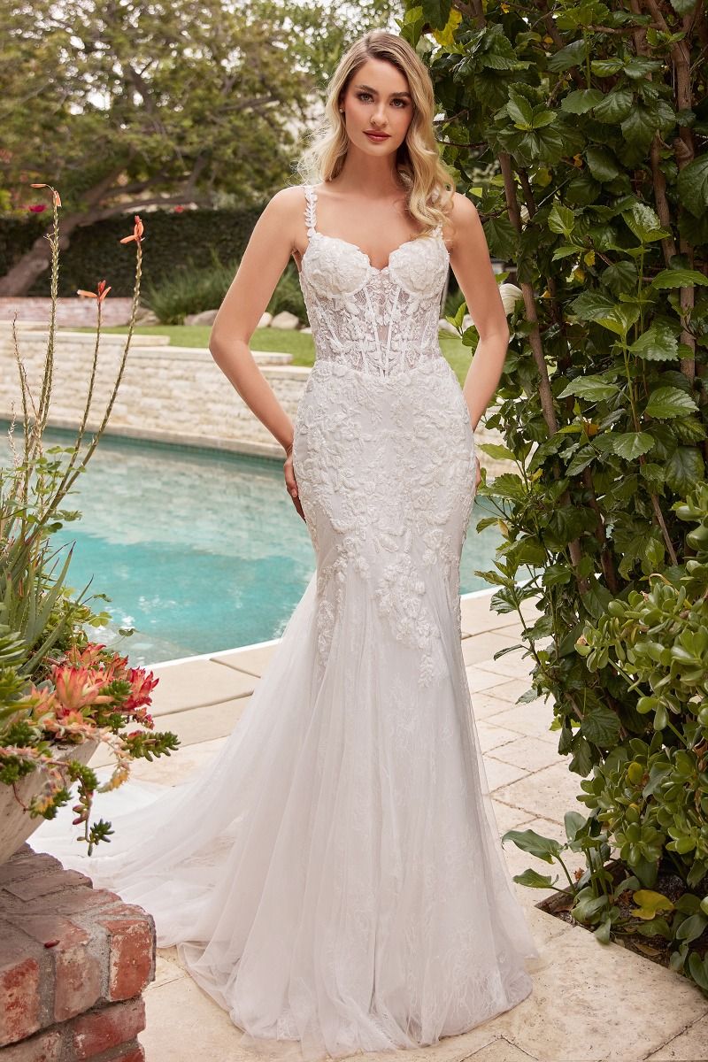 Divinity Bridal LIORA Boned Bodice Lace & Beaded Applique Mermaid Wedding Dress