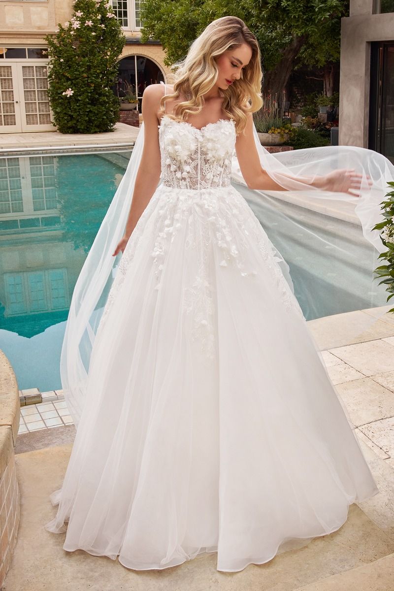 Divinity Bridal LEONA 3D Floral Applique Layered Tulle Ball Gown Wedding Dress, ethereal affordable bridal gown Australia