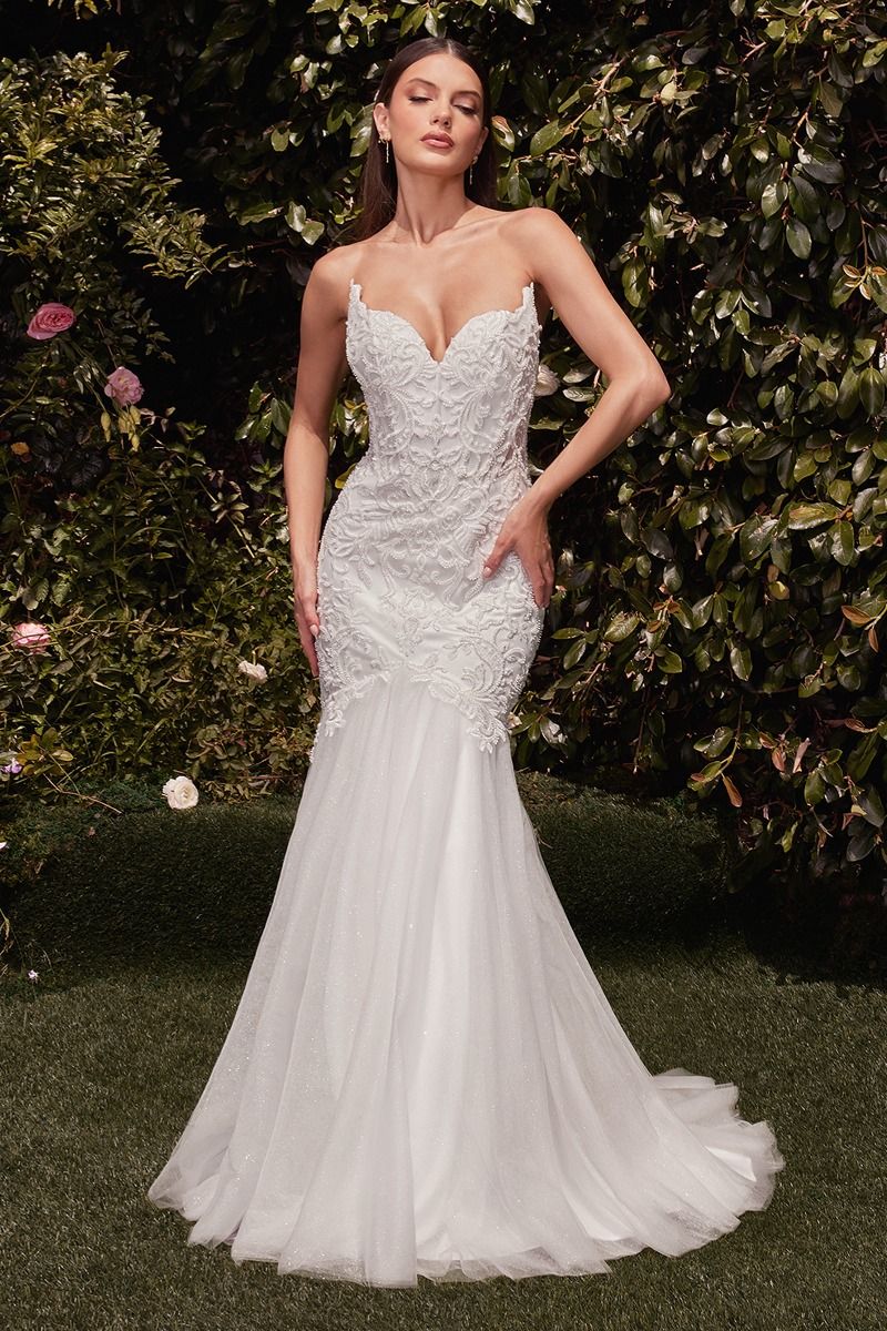 Divinity Bridal BEATRIZ strapless beaded applique mermaid wedding dress, affordable bridal gown, elegant lace, bridal gown Australia.