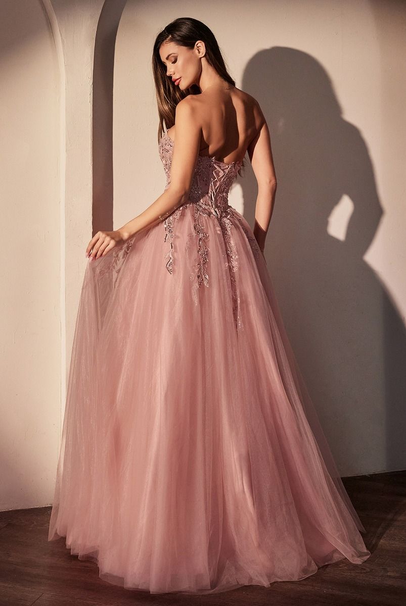 ASHER strapless floral lace prom gown with sweetheart neckline, pink layered tulle, Brisbane to Gold Coast