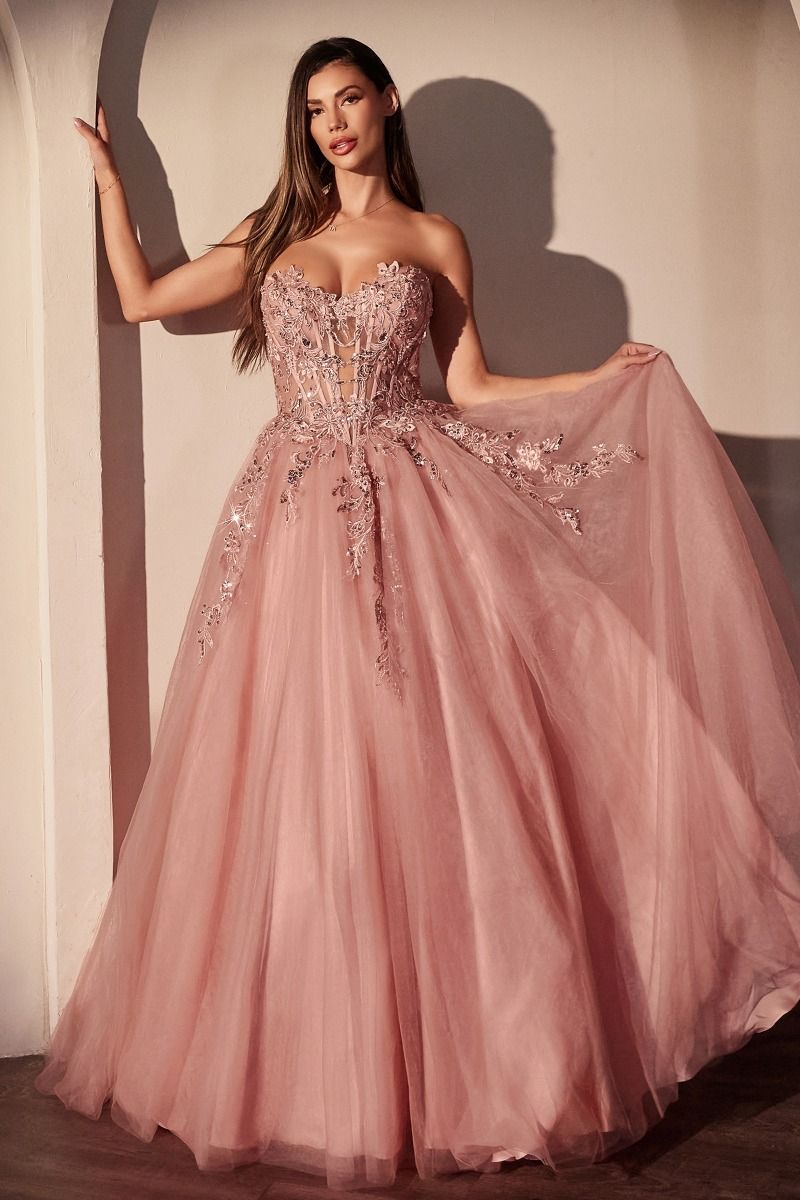 ASHER Strapless Floral Lace Prom & Formal Gown in Australia | One Honey Boutique