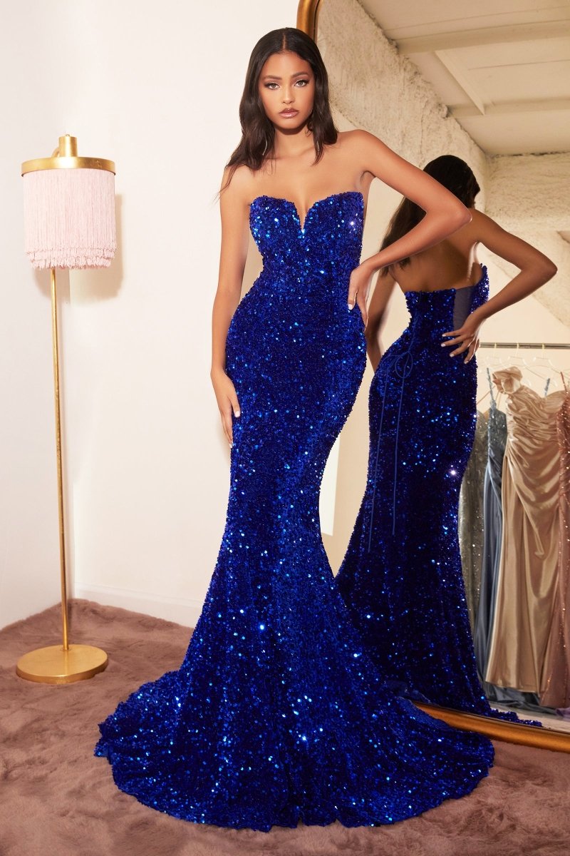 CAMPBELL Sequin Strapless Evening Gown with sweetheart neckline and fitted silhouette. Perfect for formal events from Brisbane to Gold Coast.