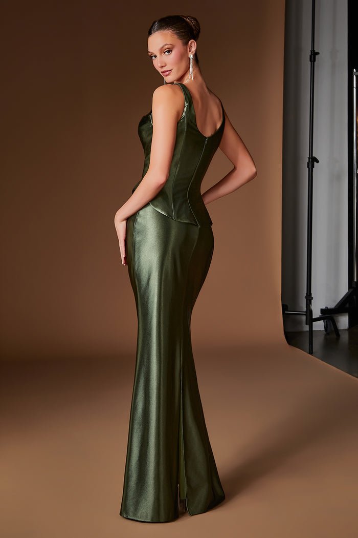 CHANTELLE Square Neck Satin Formal Gown with Draped Waist in Australia | One Honey Boutique