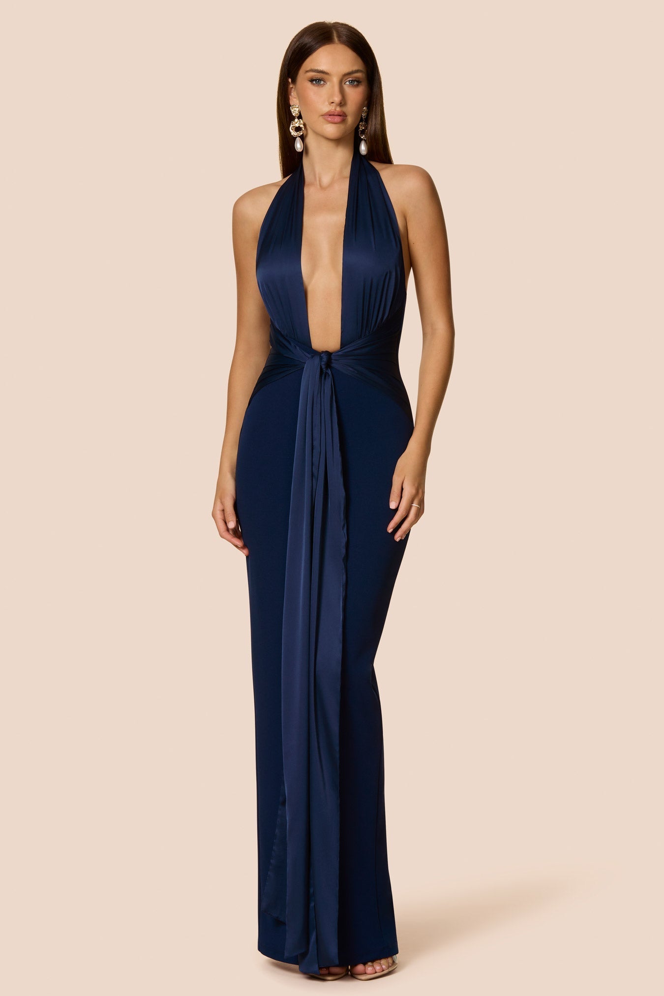 semi formal halter dresses GEMMA Silky Neck Low Back Prom Dress One Honey Boutique Emerald / S USA See Atria long designer dresses for prom and tight v Lulus Never Ending Glamour Halter