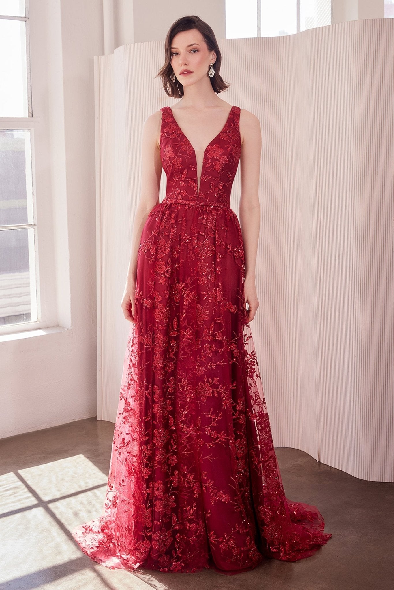 CHRISTIE Deep V Glitter A - Line Evening Dress in Australia | One Honey Boutique