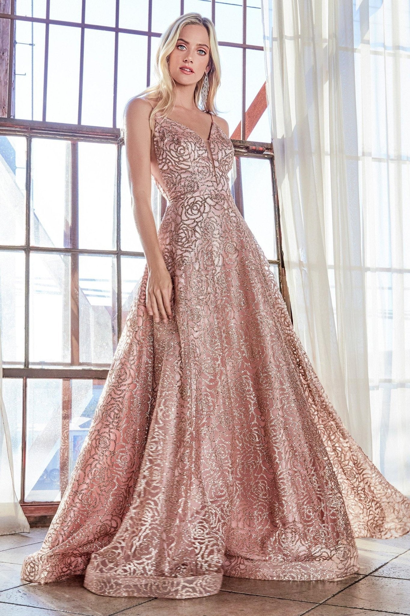 CHARLOTTE Glitter Roses Formal Ball Gown
