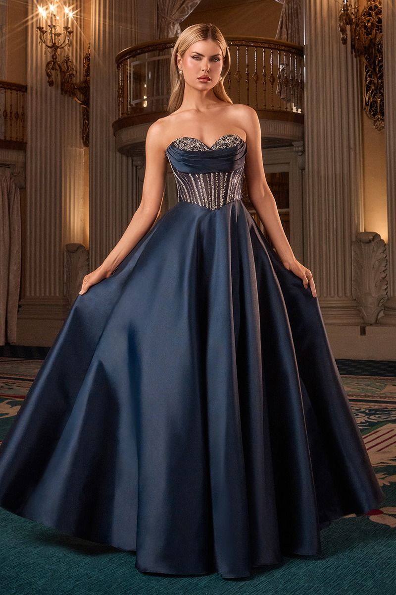 OHCK2405 Beaded Strapless Corset Bodice Prom & Formal Gown in Australia | One Honey Boutique